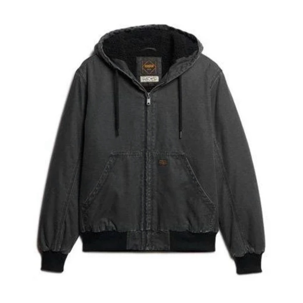 Men’s Superdry Gray Vintage Hooded Bomber Jacket size medium barely worn